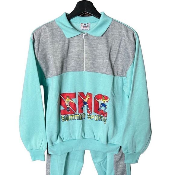 VTG 80s Swiss Design Fleece Track Suit 14 - Picture 1 of 8